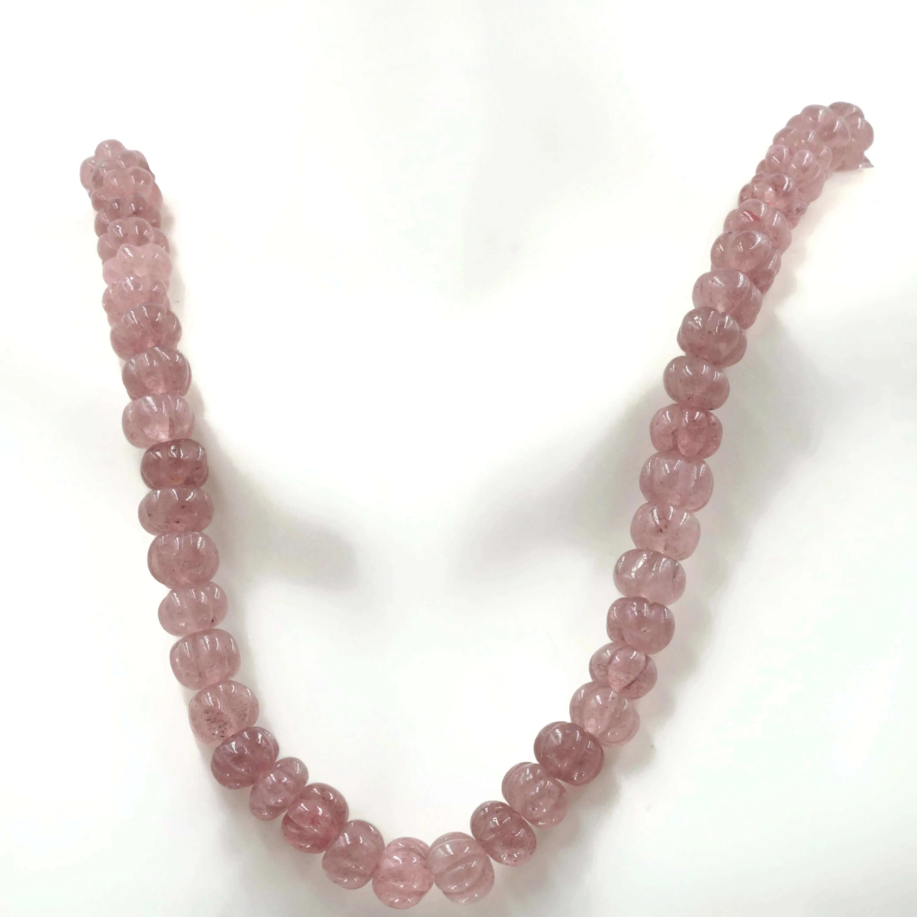Natural Strawberry Quartz Pumpkin Shaped Beaded Necklace SKU 6141184
