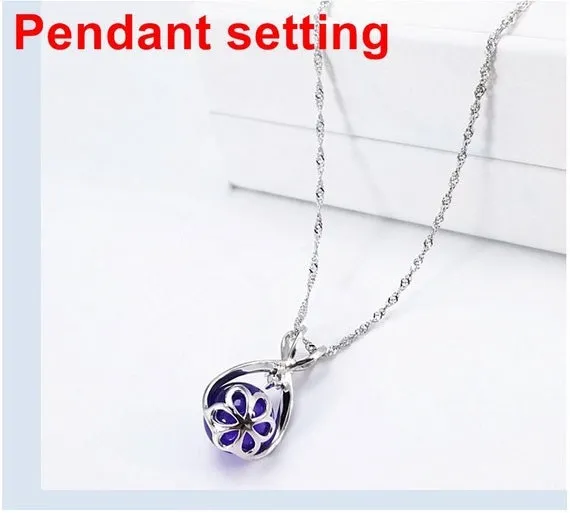 Necklace Pendant Setting Blank 10mm 1pc 1.3g 925 Sterling Silver Gift Bag Shape Base for 1 Pearl Bead CZ Semi Mount Wholesale Available