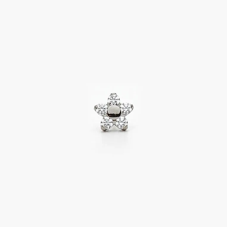 NeoMetal Flower End in Titanium with Clear Swarovski Gems