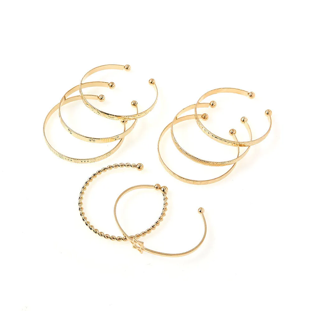 New Twisted Twist Starlight Love Star Pattern Iron Bracelet Set Of 8