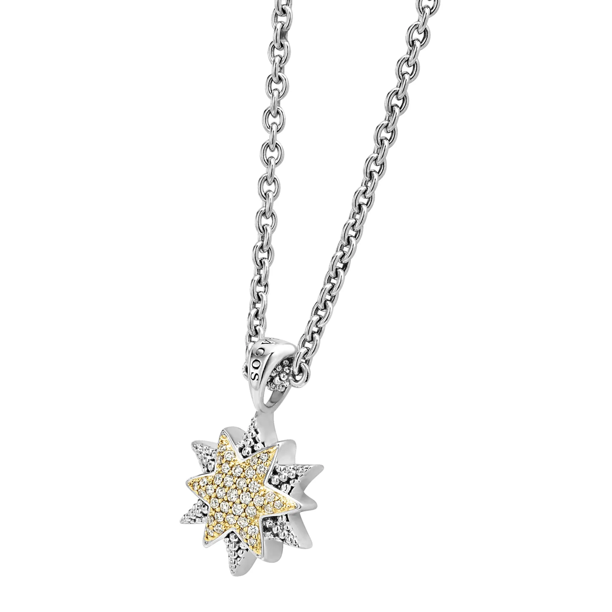 North Star Two-Tone Star Diamond Pendant Necklace