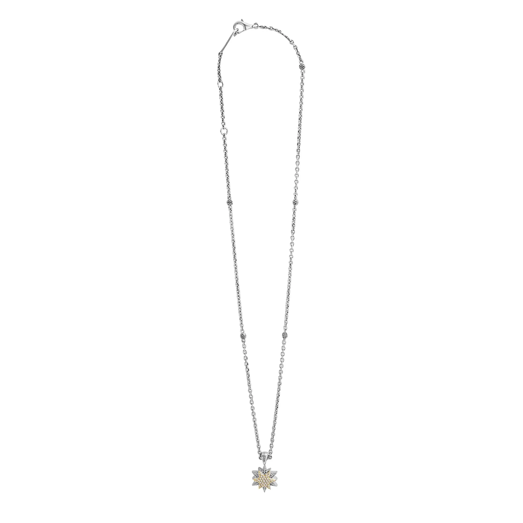 North Star Two-Tone Star Diamond Pendant Necklace