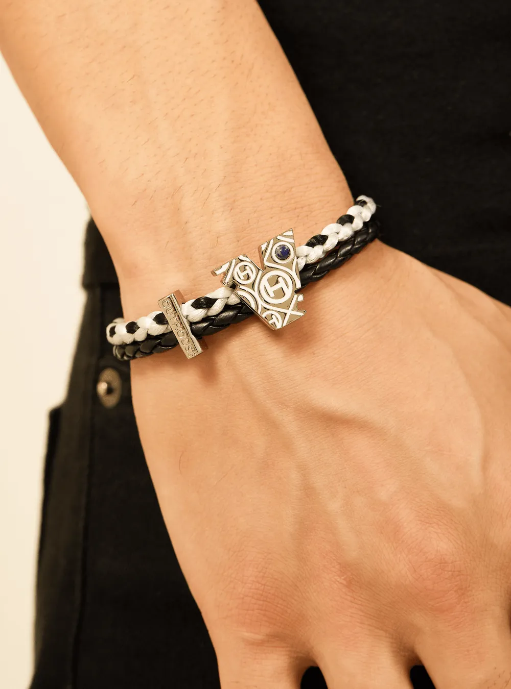 OH Dopamine Bond Bracelet in Noir Black, Silver Finish