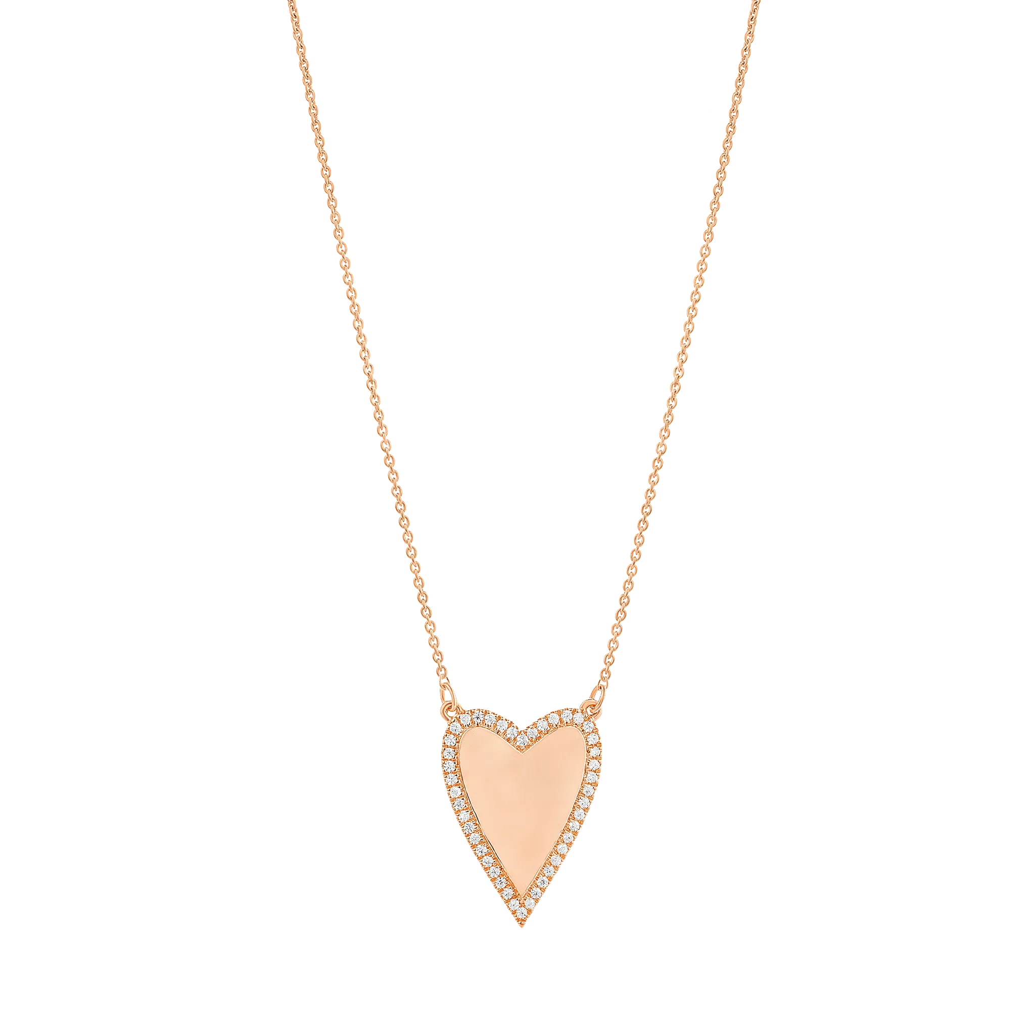 Outlined Heart Diamond Necklace - 14K White Gold
