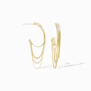 oval hoop with pave baguettes and drop chain detail
