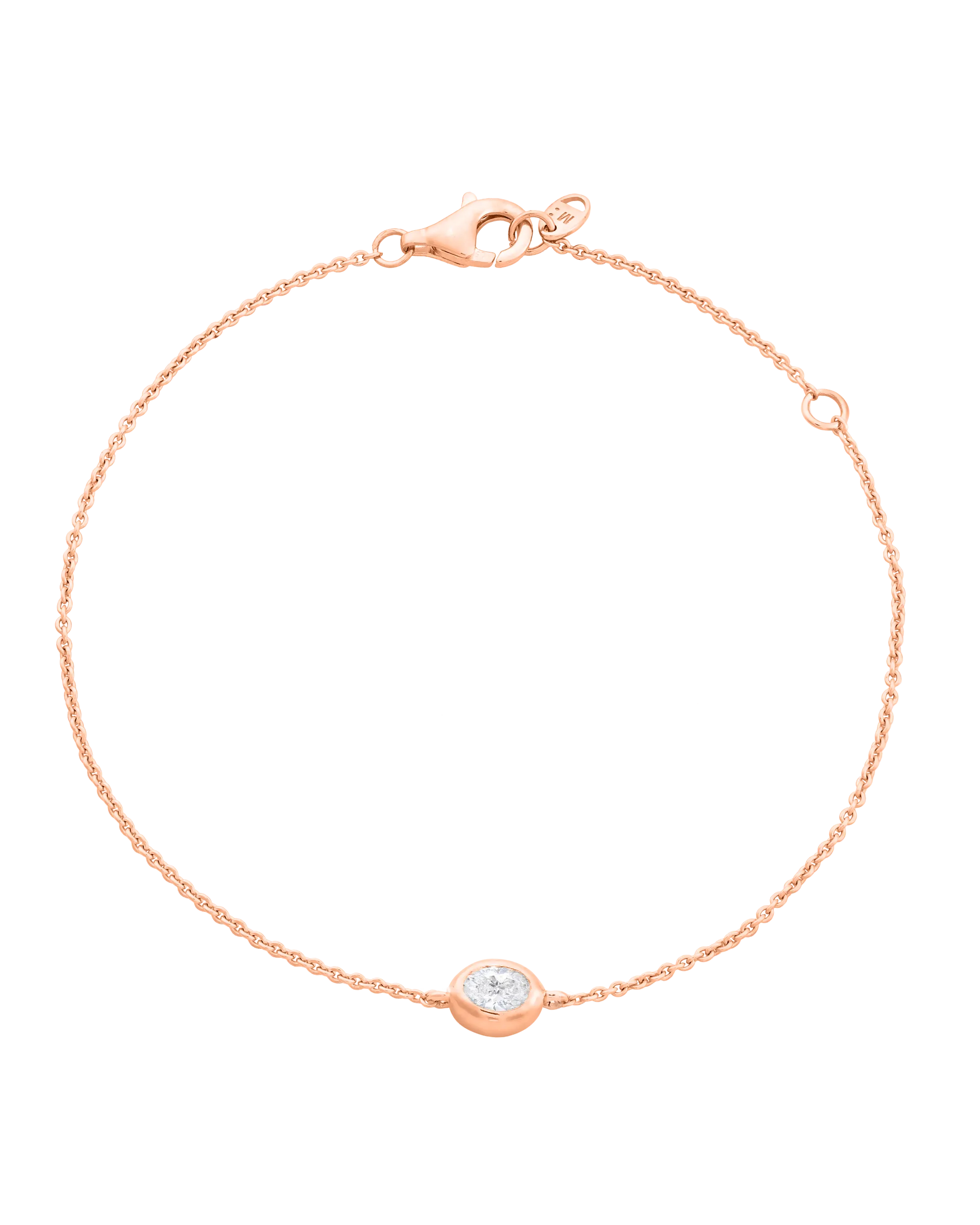 Oval Solitaire Diamond Bracelet - 18K Rose Vermeil