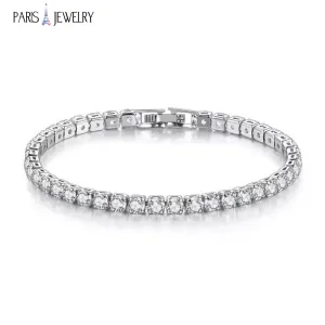 Paris Jewelry 18K White Gold 4 Carat Paris Crystals Round Tennis Bracelet Plated