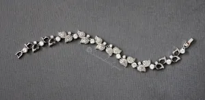 Pave CZ Leaf Wedding Bracelet