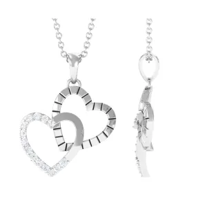 Pave Set Diamond Double Heart Pendant