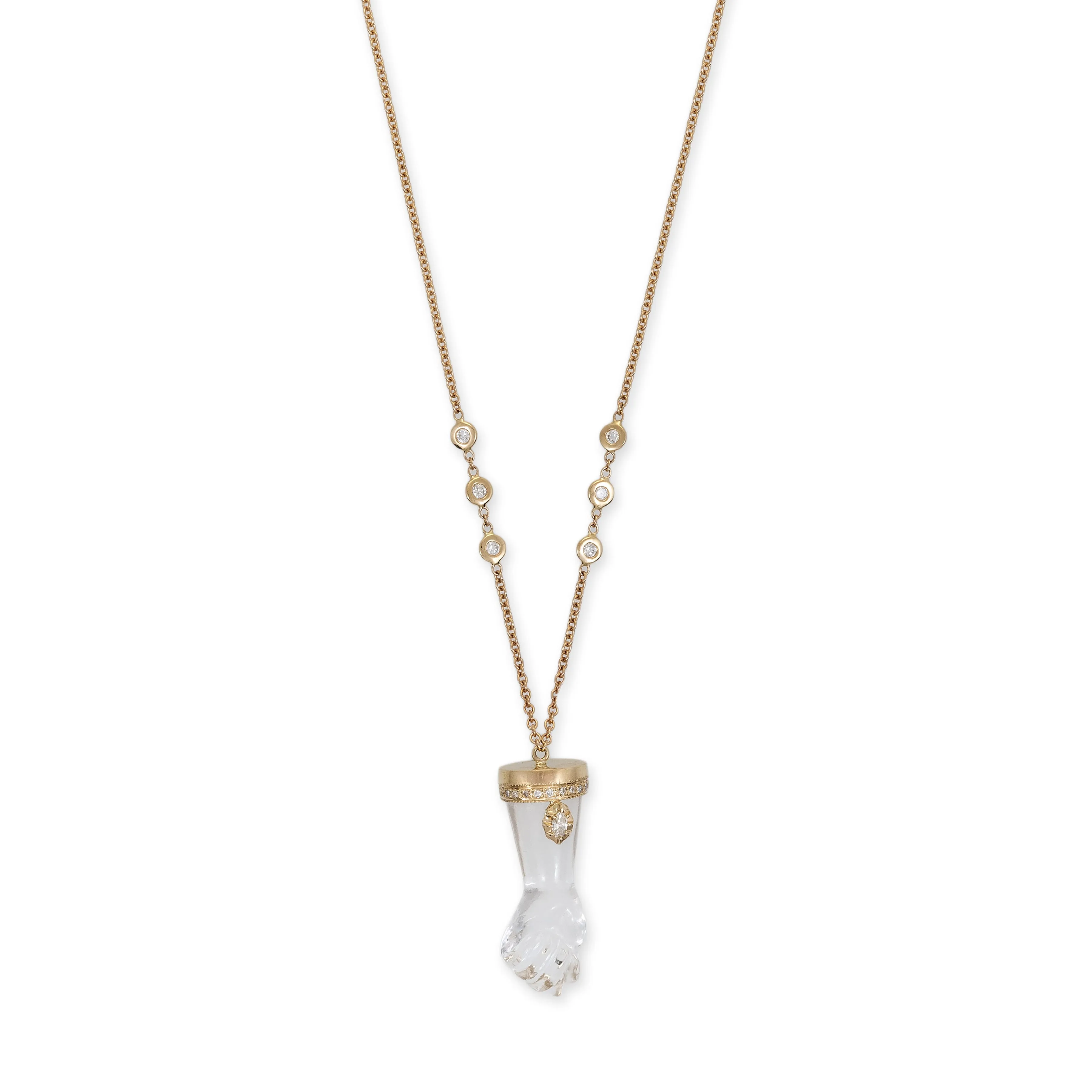 PAVE SOPHIA DIAMOND CLEAR QUARTZ FIGA NECKLACE