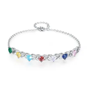 Personalized Inlaid 7 Birthstone Family Bracelet for Mother's Day Gift  -Personalized Engraved Jewelry - Everyday Wear Bracelet