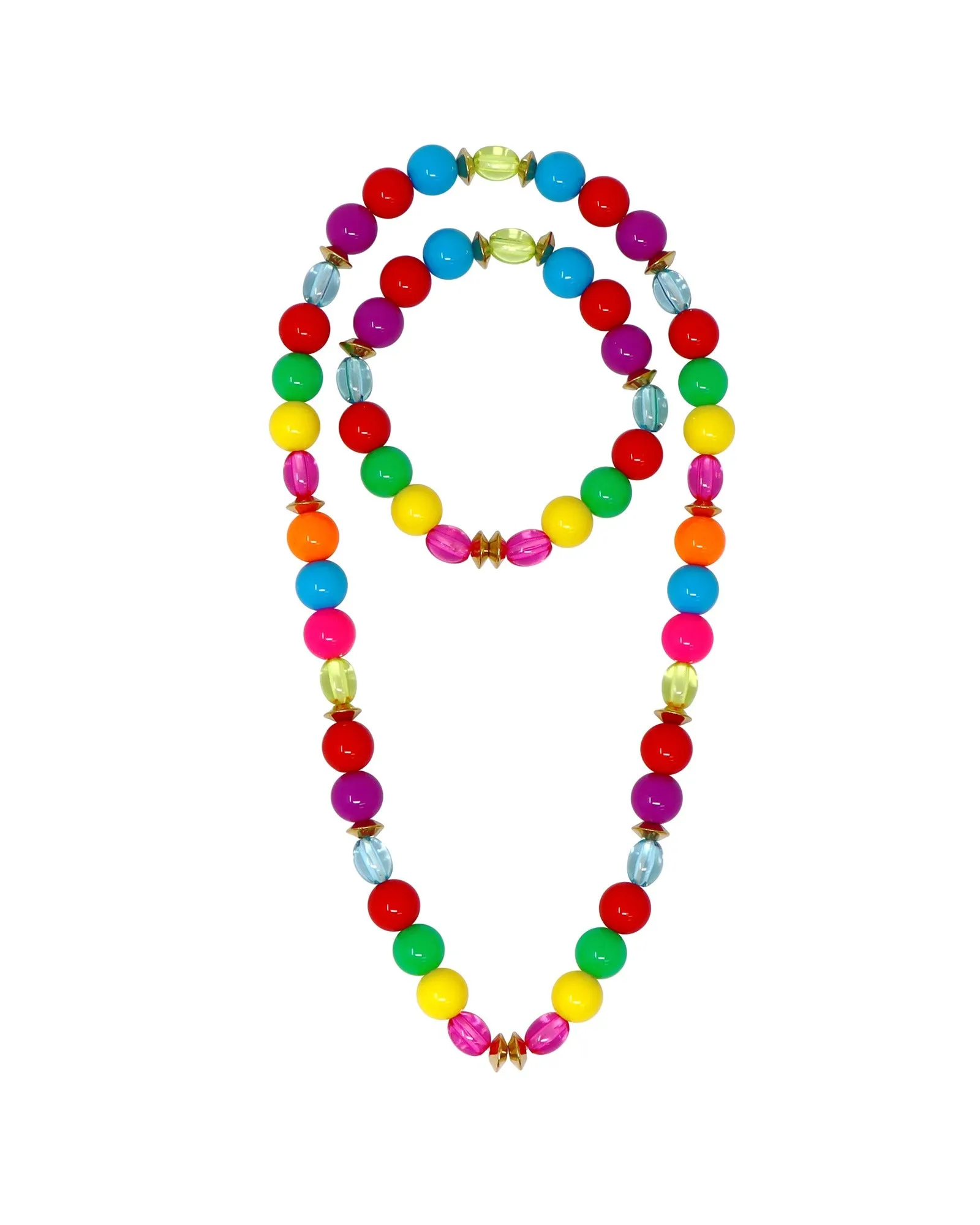 Pink Poppy Rainbow Beaded Necklace / Bracelet Set