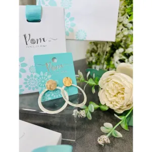 POM Gold & Silver Worn Hammered Disc & Hoop Earring