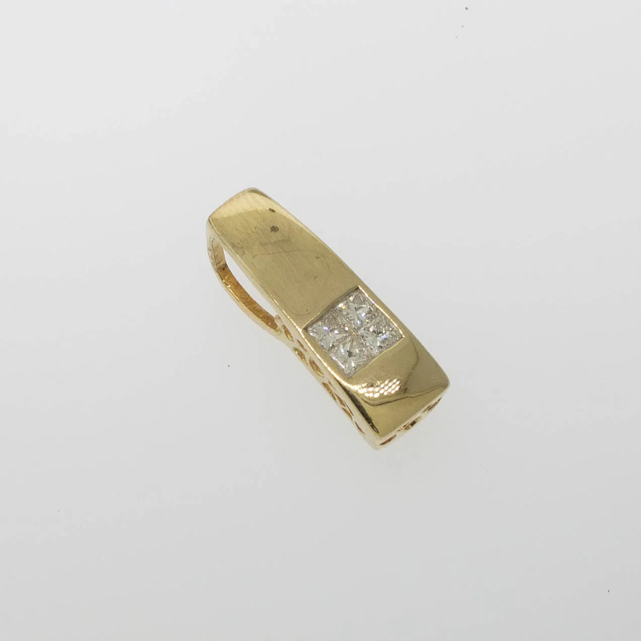 Preowned 14K Yellow Gold Invisible Set Princess Diamond Pendant