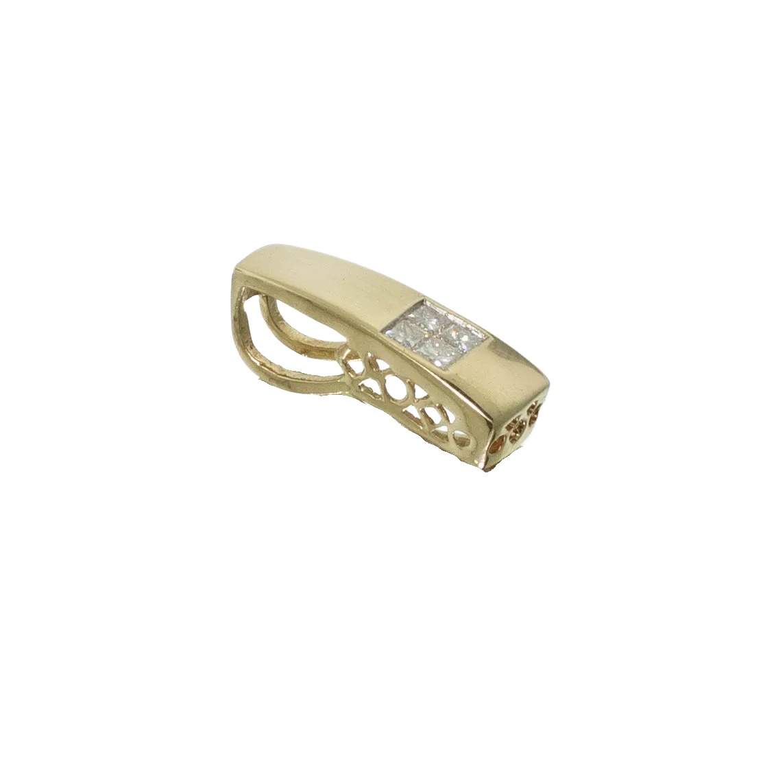 Preowned 14K Yellow Gold Invisible Set Princess Diamond Pendant