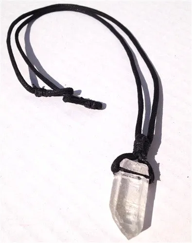 Quartz Crystal Point Necklace on Sturdy Black cord