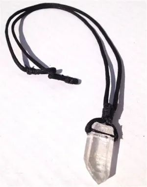 Quartz Crystal Point Necklace on Sturdy Black cord