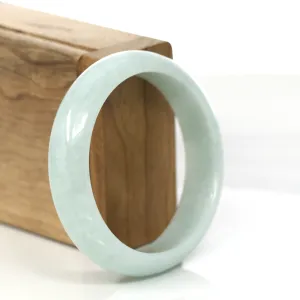 "Princess Half Round" Blue- Green Jadeite Jade Bangle Bracelet (57.10 mm) #671