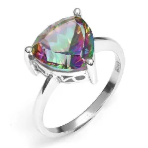 Rainbow Fire Genuine Mystic Topaz Trillion Cut 3CT IOBI Precious Gems Solitaire Ring