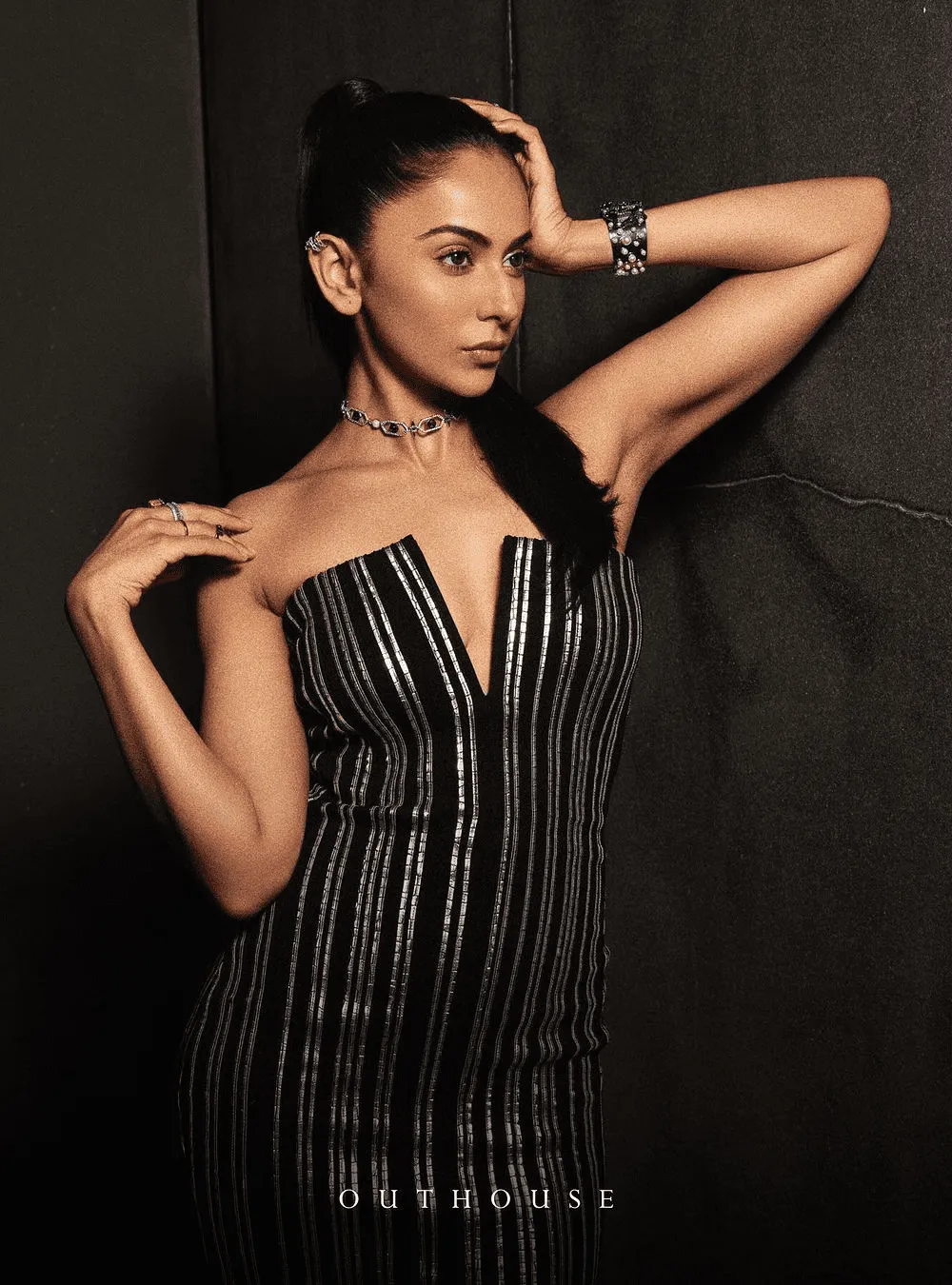 Rakul Preet Singh Wearing OH Celeste Sirius Embellished Choker Necklace