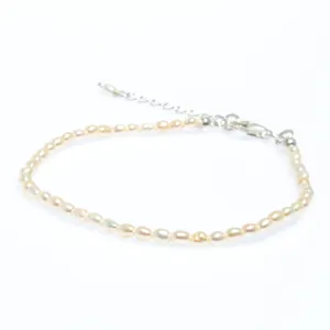 Rani Rice Pearl Bracelet Silver