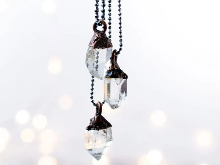 Raw crystal necklace | Electroformed crystal necklace