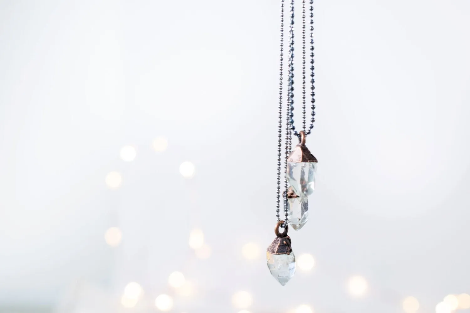 Raw crystal necklace | Electroformed crystal necklace