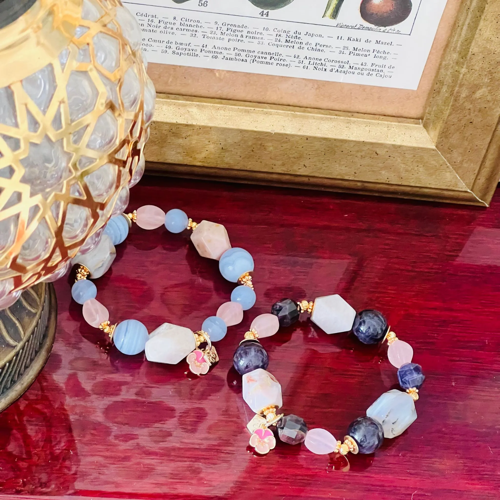 Raw Peruvian Pink Opal, Amethyst & Rose Quartz Bracelet