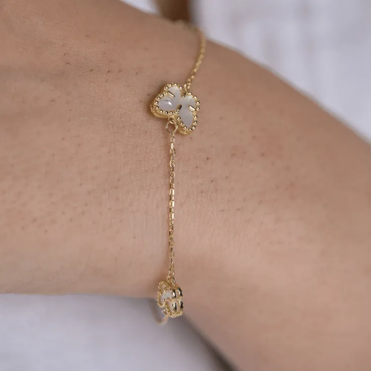 Real Gold GZVC 3 Butterfly Adjustable Size Bracelet 1609 BR1514