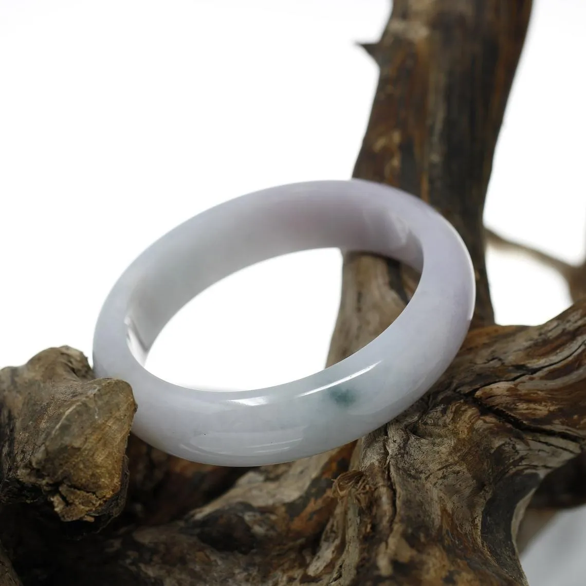 RealJade® Classic Bangle Genuine Burmese Jadeite Jade Lavender Bangle Bracelet ( 57.8 mm )#315