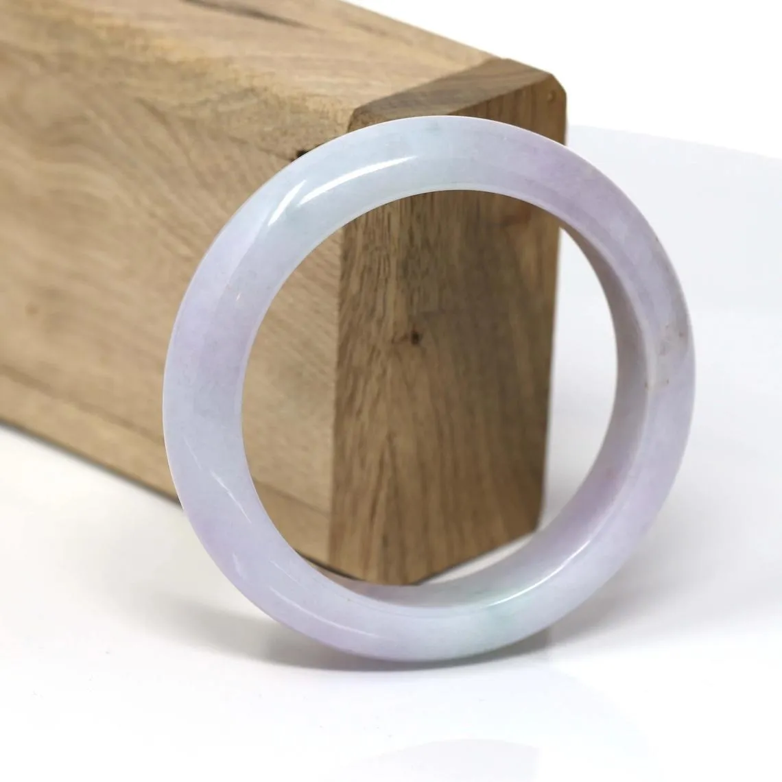 RealJade® Classic Bangle Genuine Lavender-Green Jadeite Jade Bracelet Bangle Jade Jewelry ( 55.4 mm )#102
