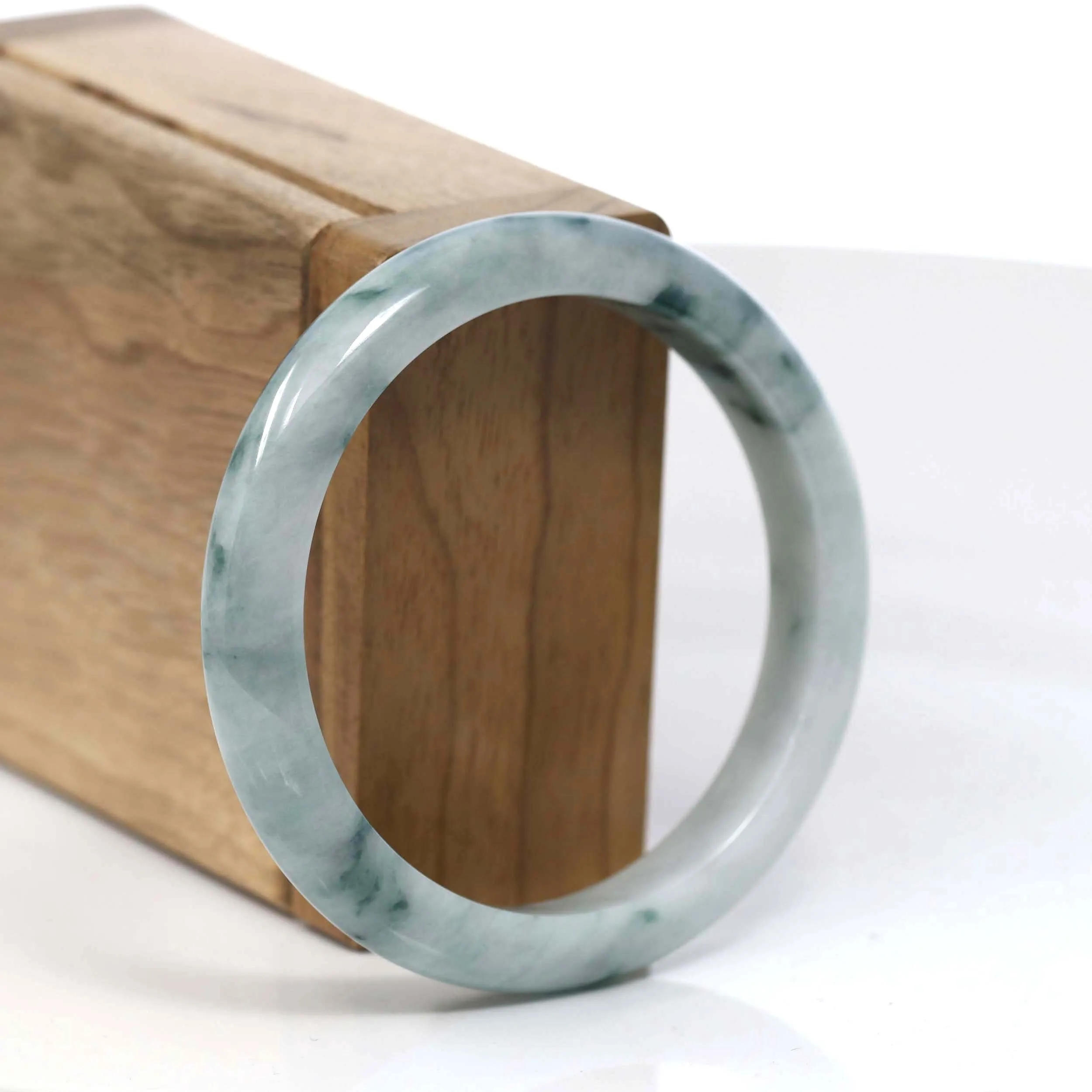 RealJade® Co. Blue-Green Classic Real Jadeite Jade Bangle Bracelet (55.65mm) #T082