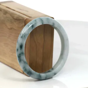 RealJade® Co. Blue-Green Classic Real Jadeite Jade Bangle Bracelet (55.65mm) #T082