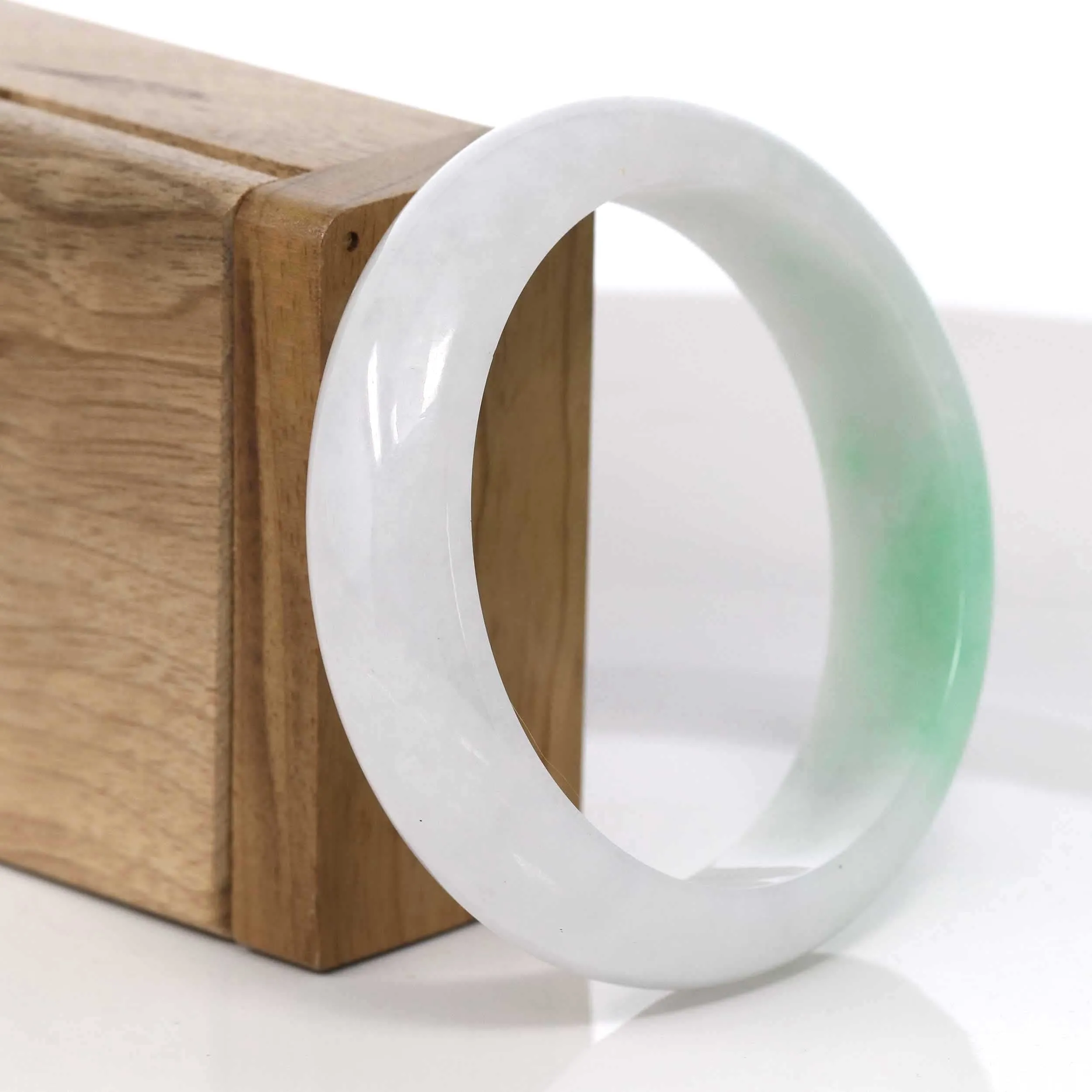 RealJade® Co. Classic Green Natural Jadeite Jade Wider Bangle Bracelet (59.39 mm) #972