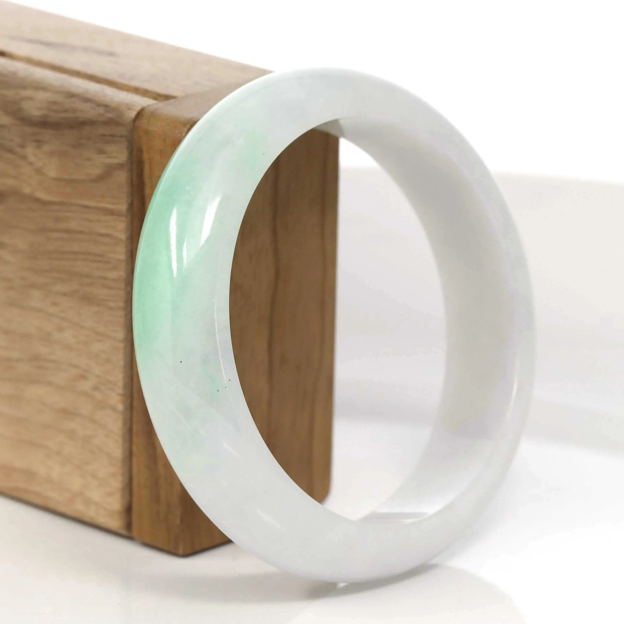 RealJade® Co. Classic Green Natural Jadeite Jade Wider Bangle Bracelet (59.39 mm) #972