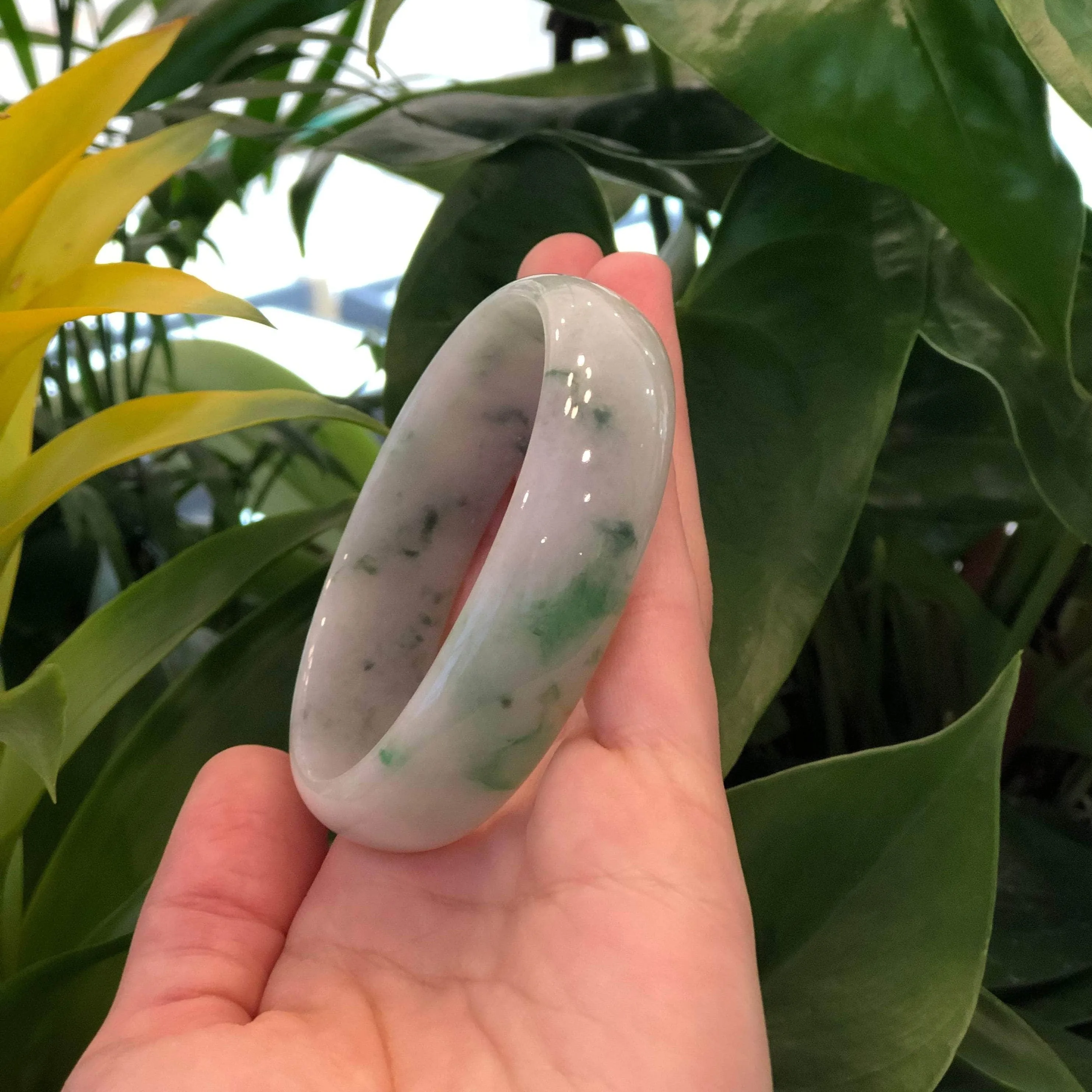 RealJade® Co. Genuine Burmese Green Jadeite Jade Oval Bangle (59.70 mm) #281