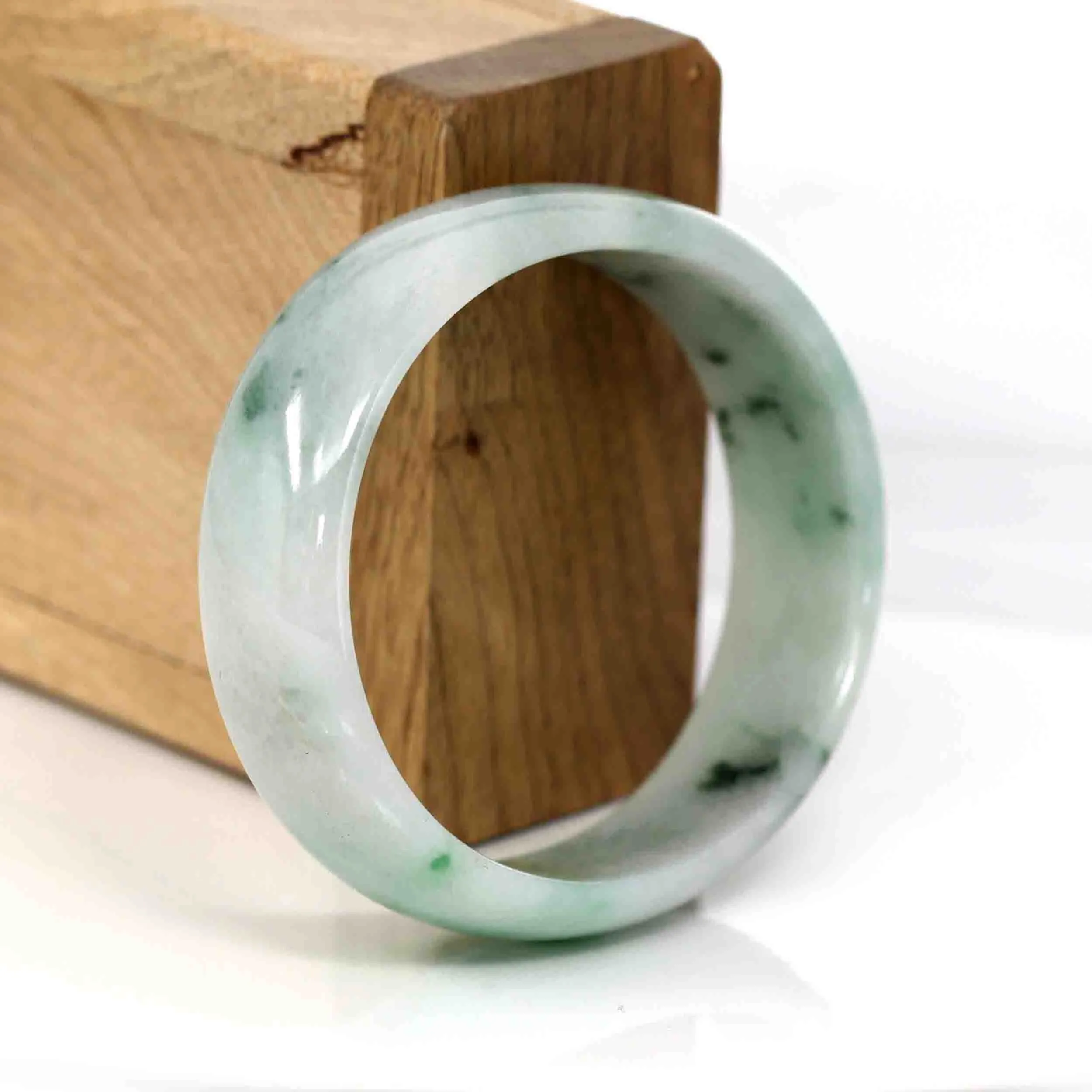 RealJade® Co. Genuine Burmese Green Jadeite Jade Oval Bangle (59.70 mm) #281