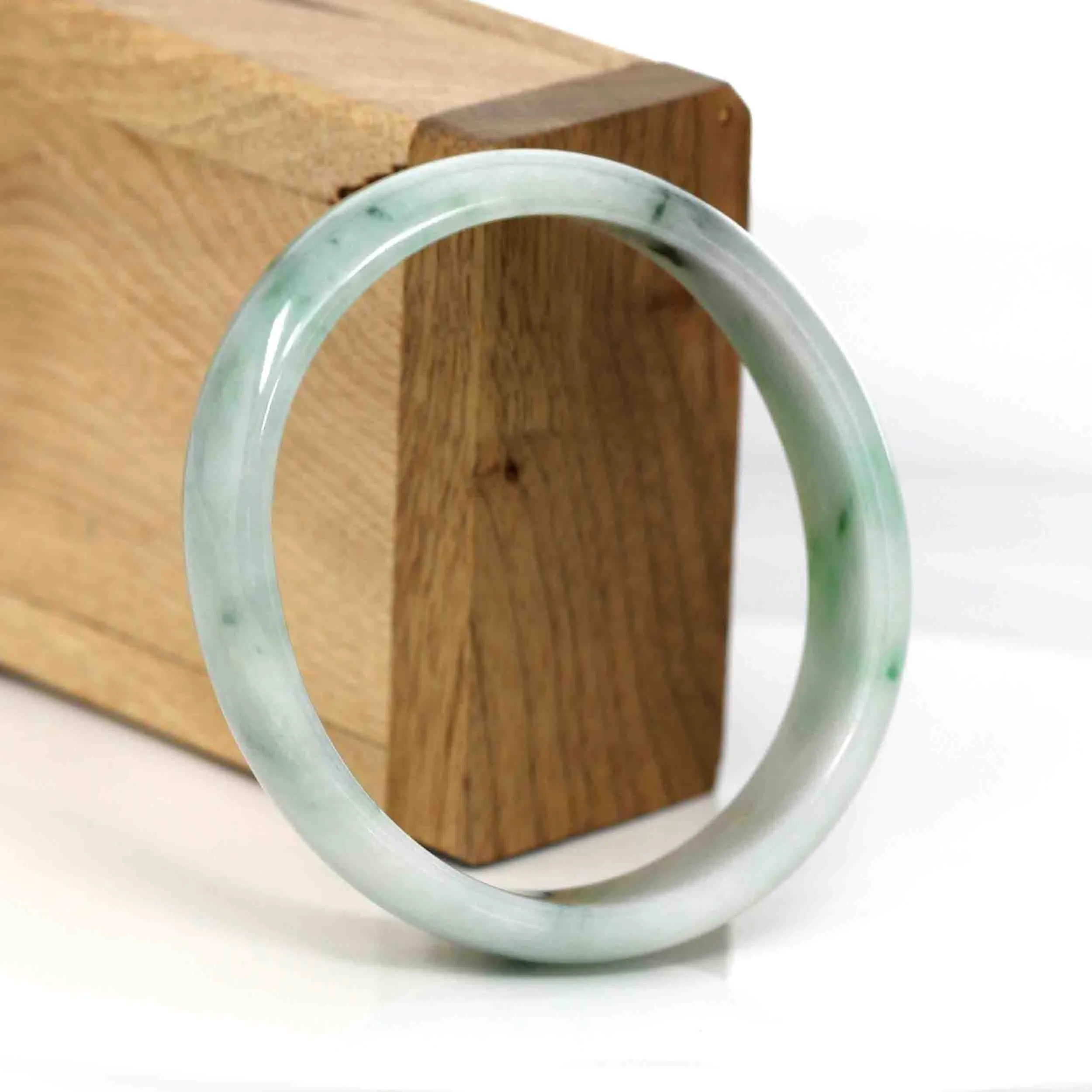 RealJade® Co. Genuine Burmese Green Jadeite Jade Oval Bangle (59.70 mm) #281