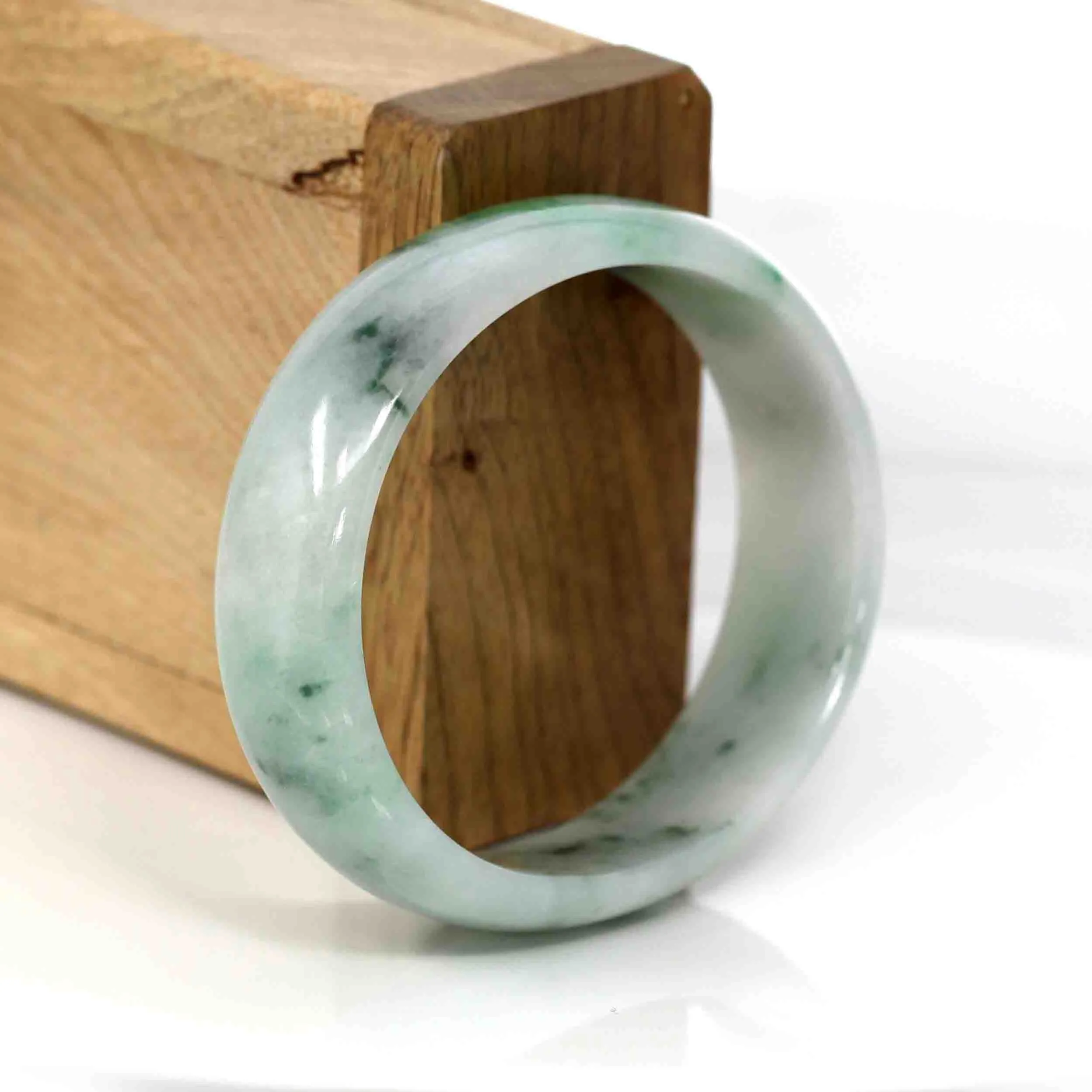 RealJade® Co. Genuine Burmese Green Jadeite Jade Oval Bangle (59.70 mm) #281