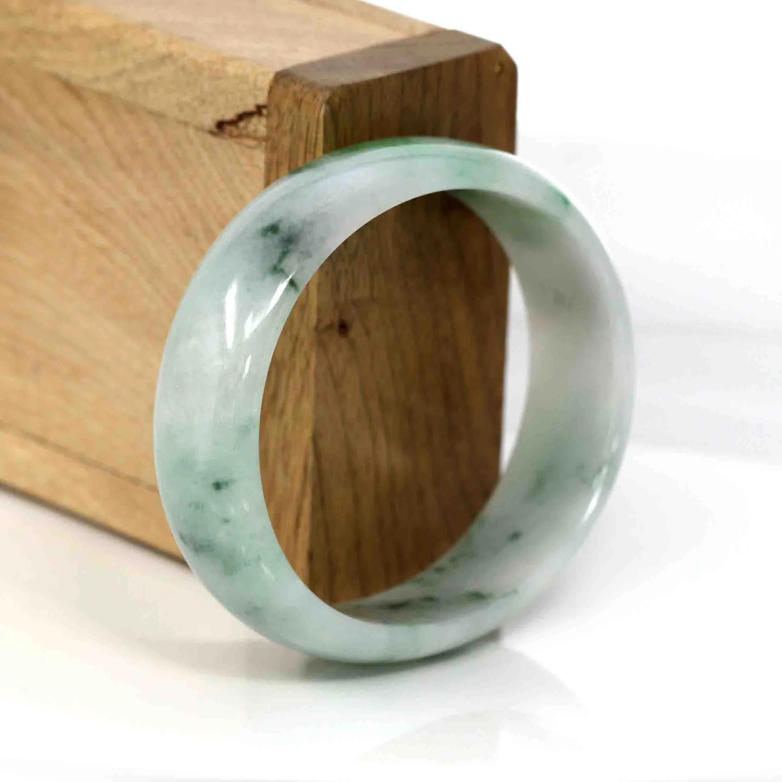 RealJade® Co. Genuine Burmese Green Jadeite Jade Oval Bangle (59.70 mm) #281