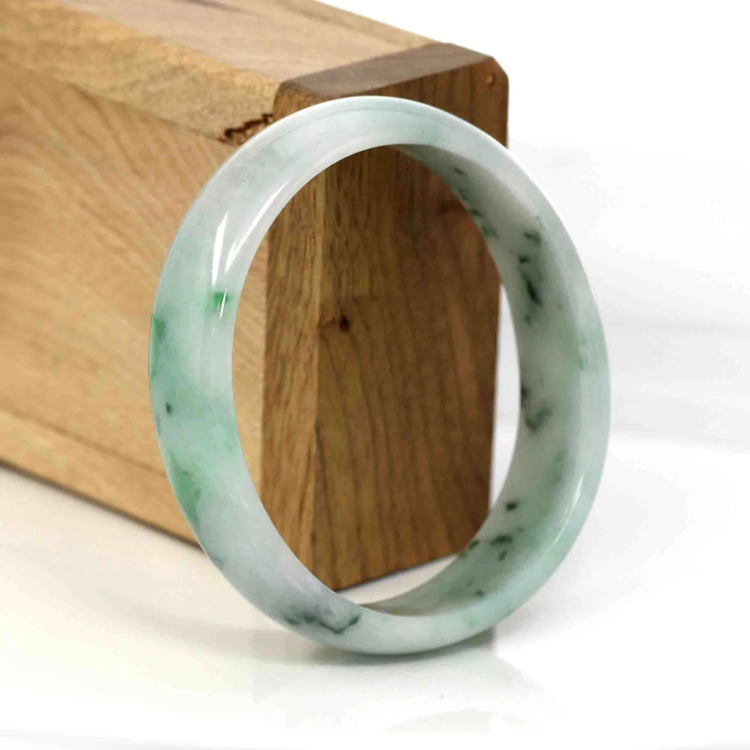 RealJade® Co. Genuine Burmese Green Jadeite Jade Oval Bangle (59.70 mm) #281