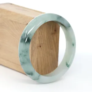 RealJade® Co. Genuine Burmese Ice Blue-Green Jadeite Jade Bangle Bracelet (60.96 mm )#593