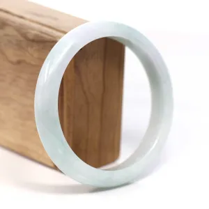 RealJade® Co. Genuine White & Green Burmese Jadeite Jade Bangle Bracelet (62.67mm) #T216