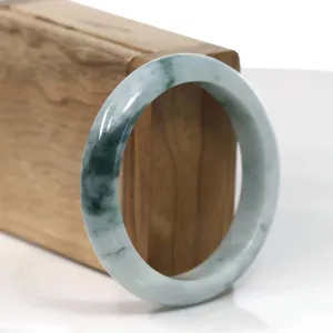 RealJade® Co. Natural Burmese Blue-green Jadeite Jade Bangle Bracelet (55.68mm)#T153