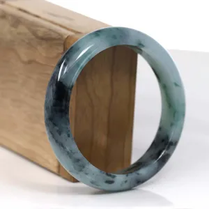 RealJade® Co. Natural Burmese Blue-green Jadeite Jade Bangle Bracelet (57.86mm)#T141