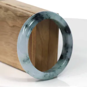 RealJade® Co. Natural Burmese Blue-green Jadeite Jade Bangle Bracelet (58.03mm)#T149