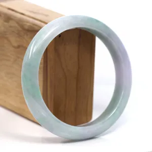 RealJade® Co. "Classic Bangle" Genuine Burmese Lavender Green Jadeite Jade Bangle Bracelet (62.63mm) #T201
