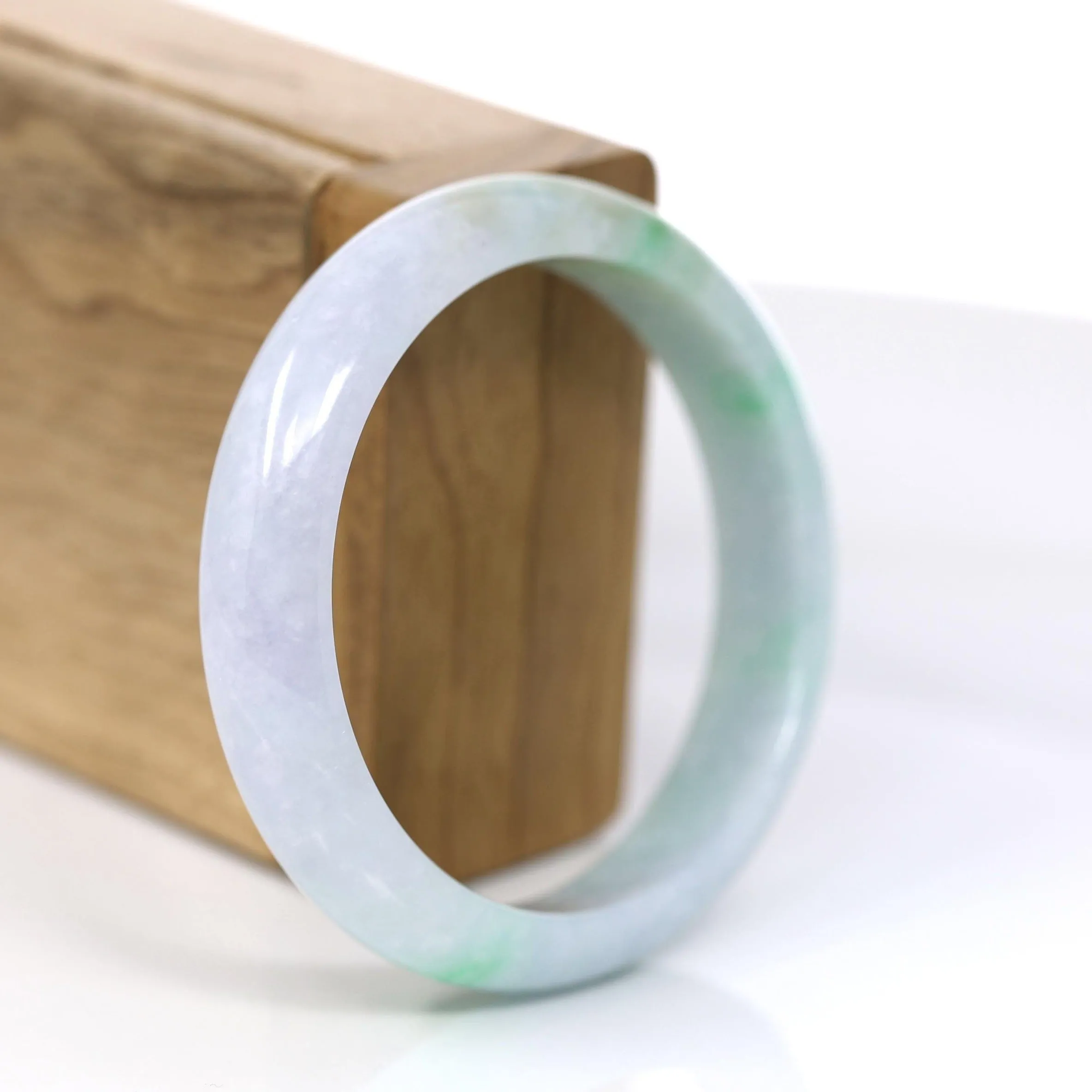 RealJade® Co. "Classic Bangle" Genuine Jadeite Jade Lavender & Green Bangle Bracelet (56.83mm)#371