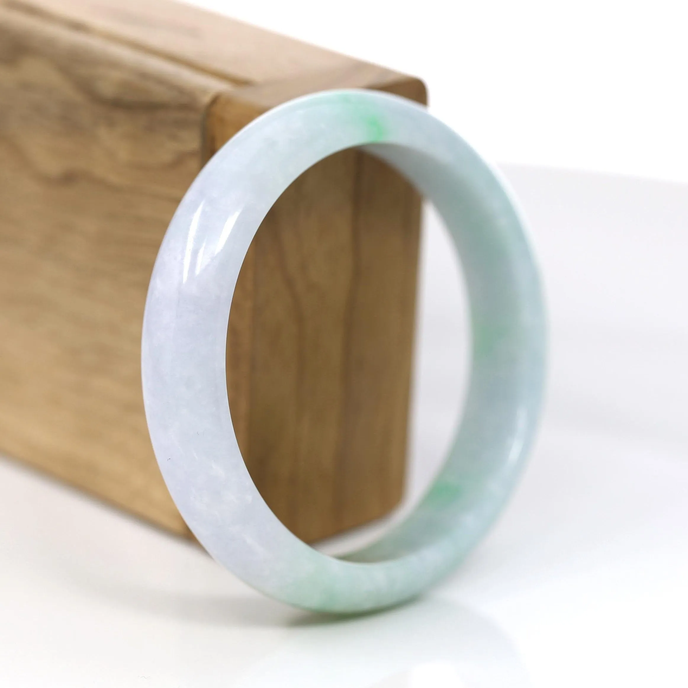 RealJade® Co. "Classic Bangle" Genuine Jadeite Jade Lavender & Green Bangle Bracelet (56.83mm)#371