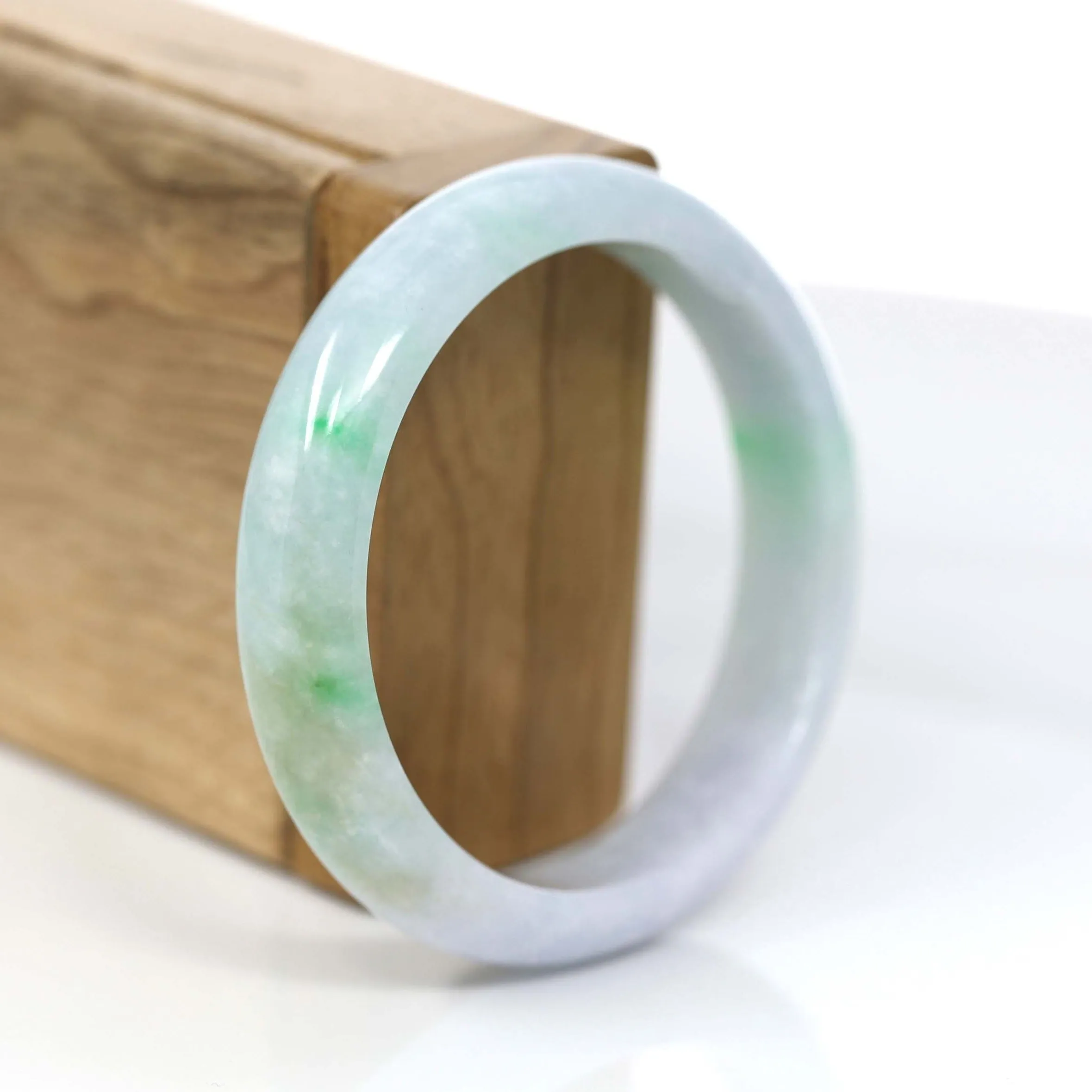 RealJade® Co. "Classic Bangle" Genuine Jadeite Jade Lavender & Green Bangle Bracelet (56.83mm)#371